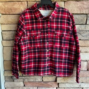 Lucky Brand red plaid Sherpa fleece lined shirt jacket NWT Large & XL